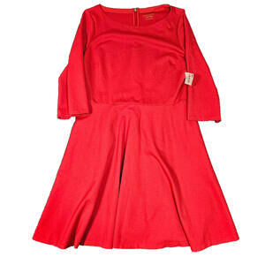Kate Spade New York Boat Neck Ponte Fit & Flare Dress Dark Watermelon Red XL NWT